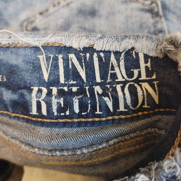 VINTAGE REUNION Rewash Womens7/28 High Rise Distressed Cut Off Denim Jean Shorts - Picture 5 of 6
